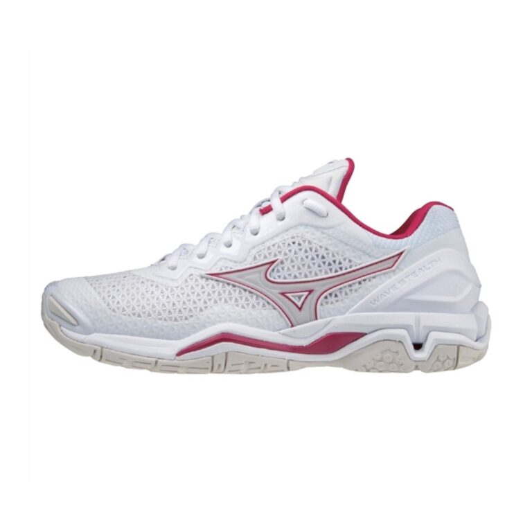 Mizuno Wave Stealth V Dame White/Persian Red - OLD